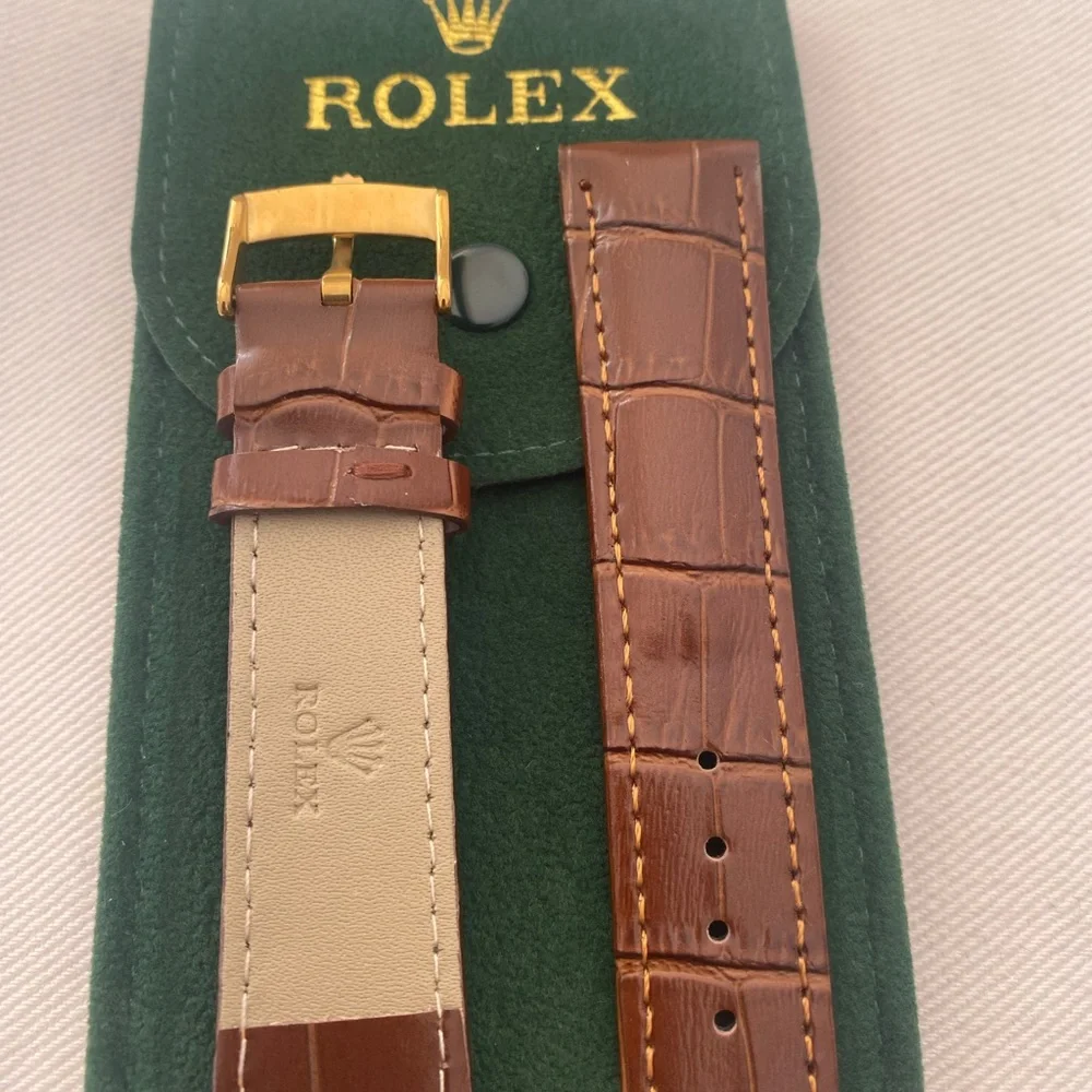 Rolex Gold Plated 20mm Buckle Brown Leather Strap